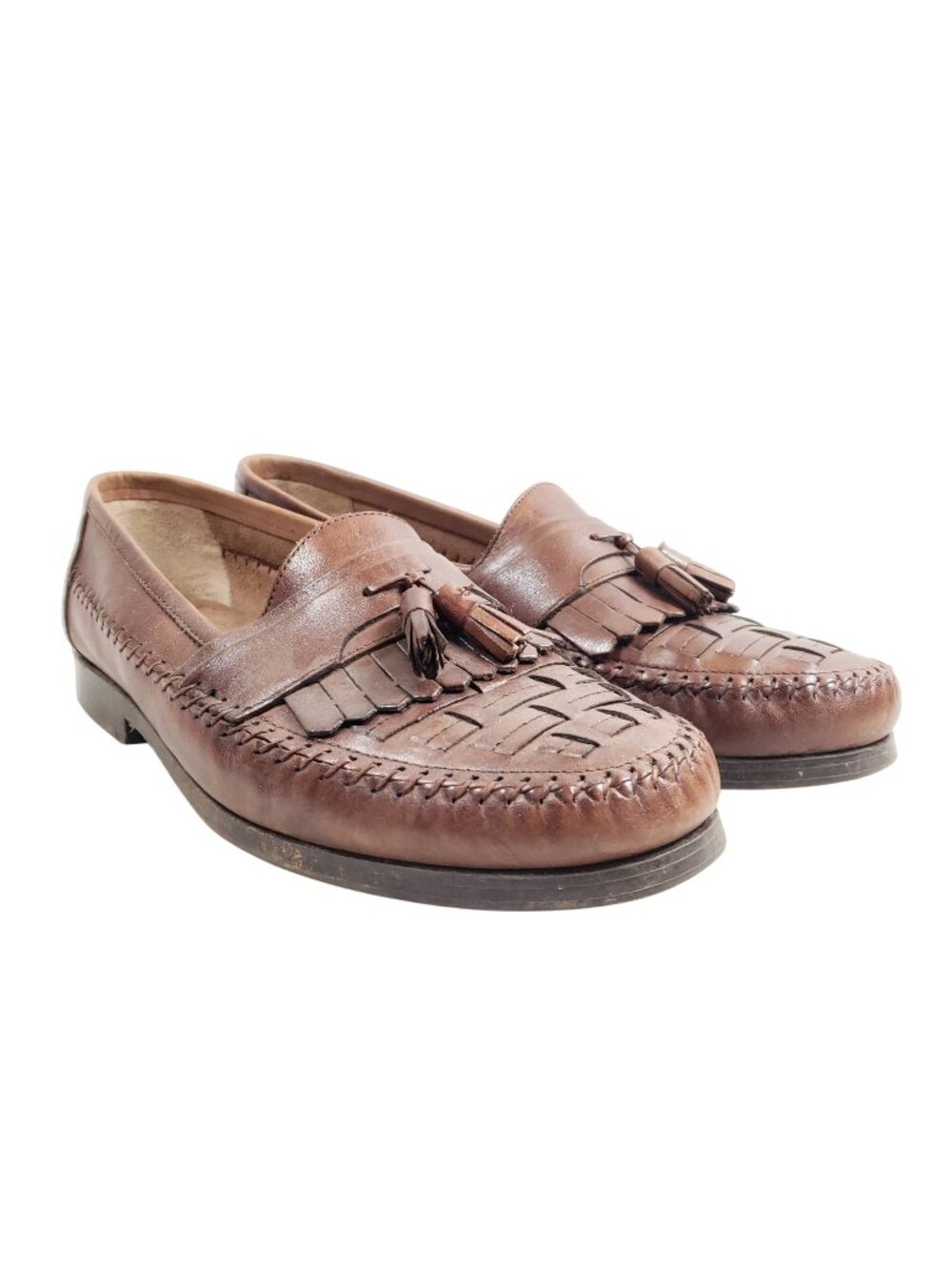 Giorgio Brutini Mens Size 13 Gordy Woven Tassel Loafers Brown Leather